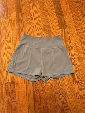 High-Waist Athletic Shorts — Light Gray